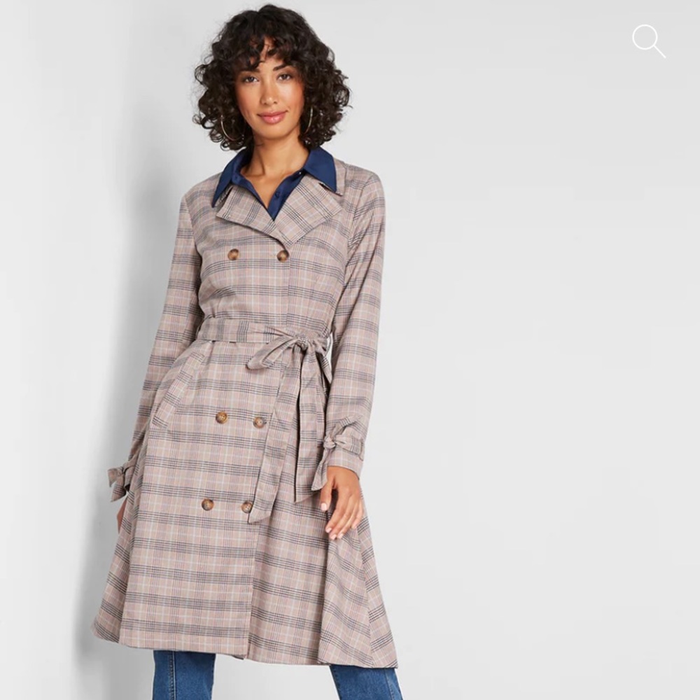 Plaid Trench Coat (New without tags)